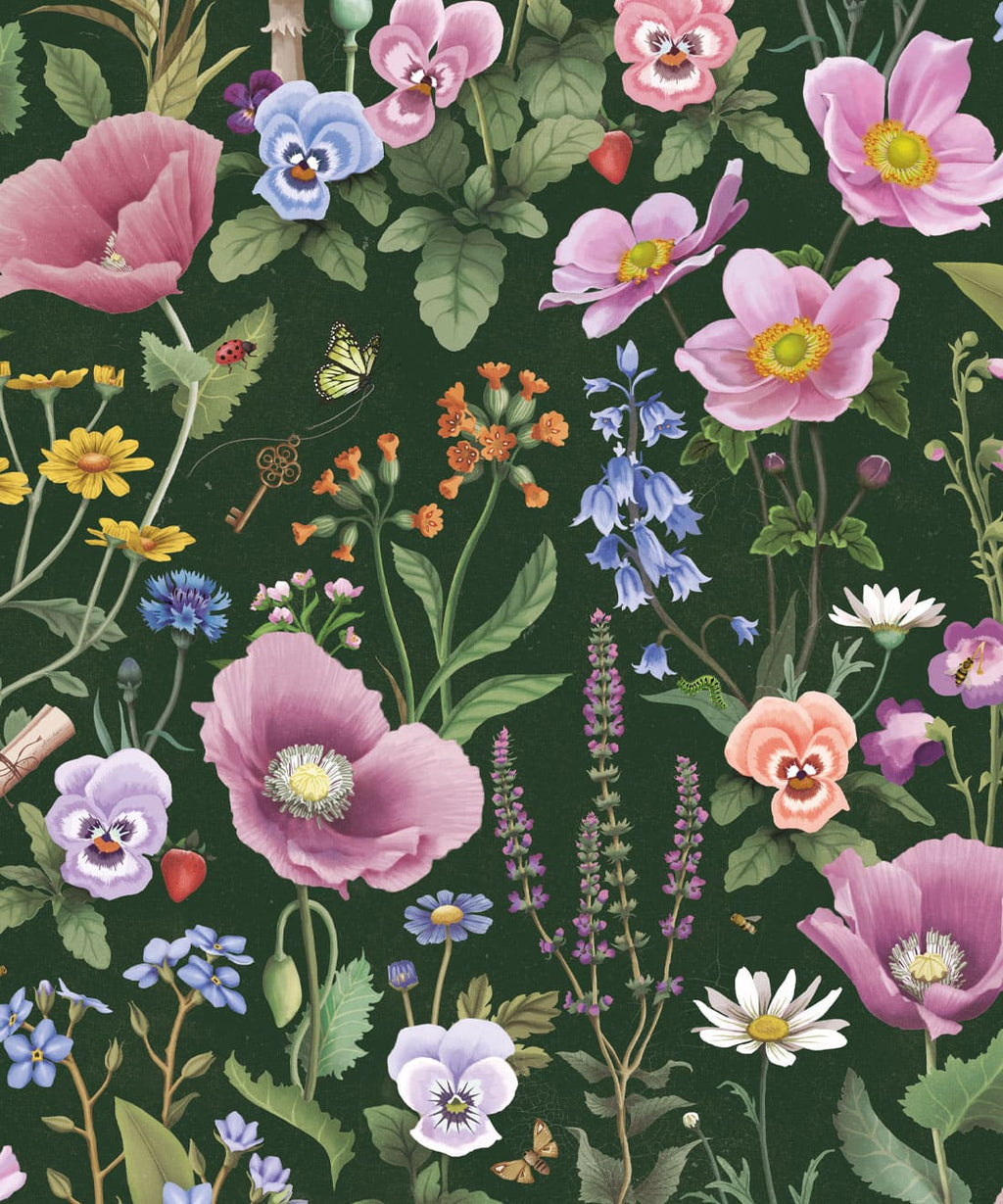 Garden of Dreams Wallpaper, Dark Moss