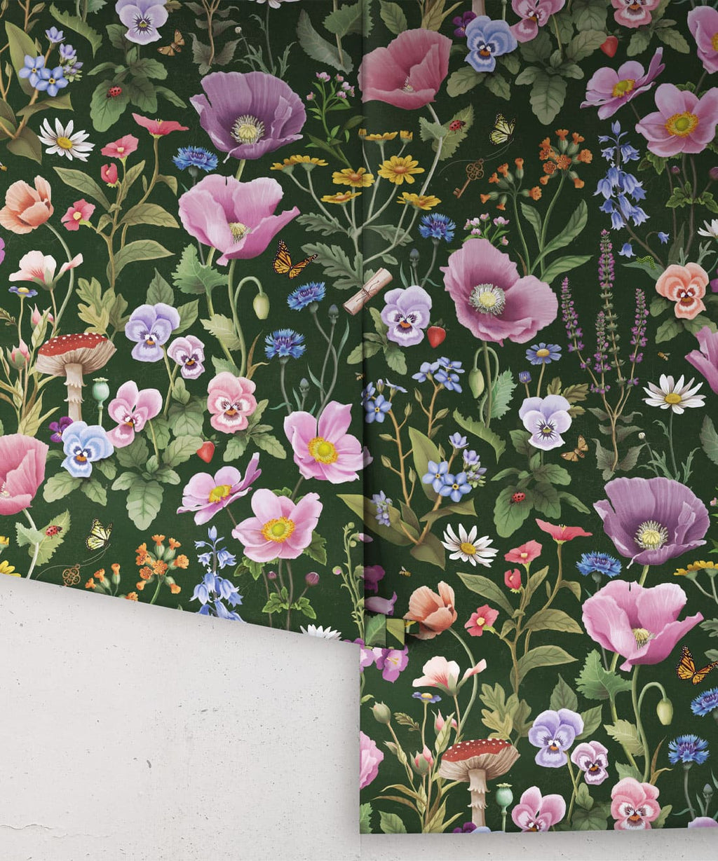Garden of Dreams Wallpaper, Dark Moss