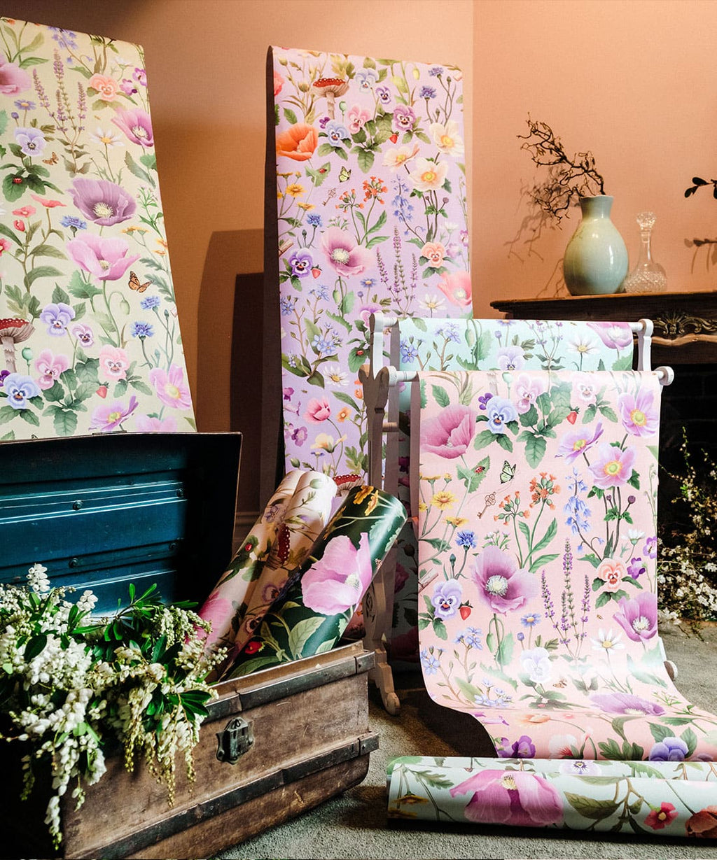 Garden of Dreams Wallpaper, Mint Grey
