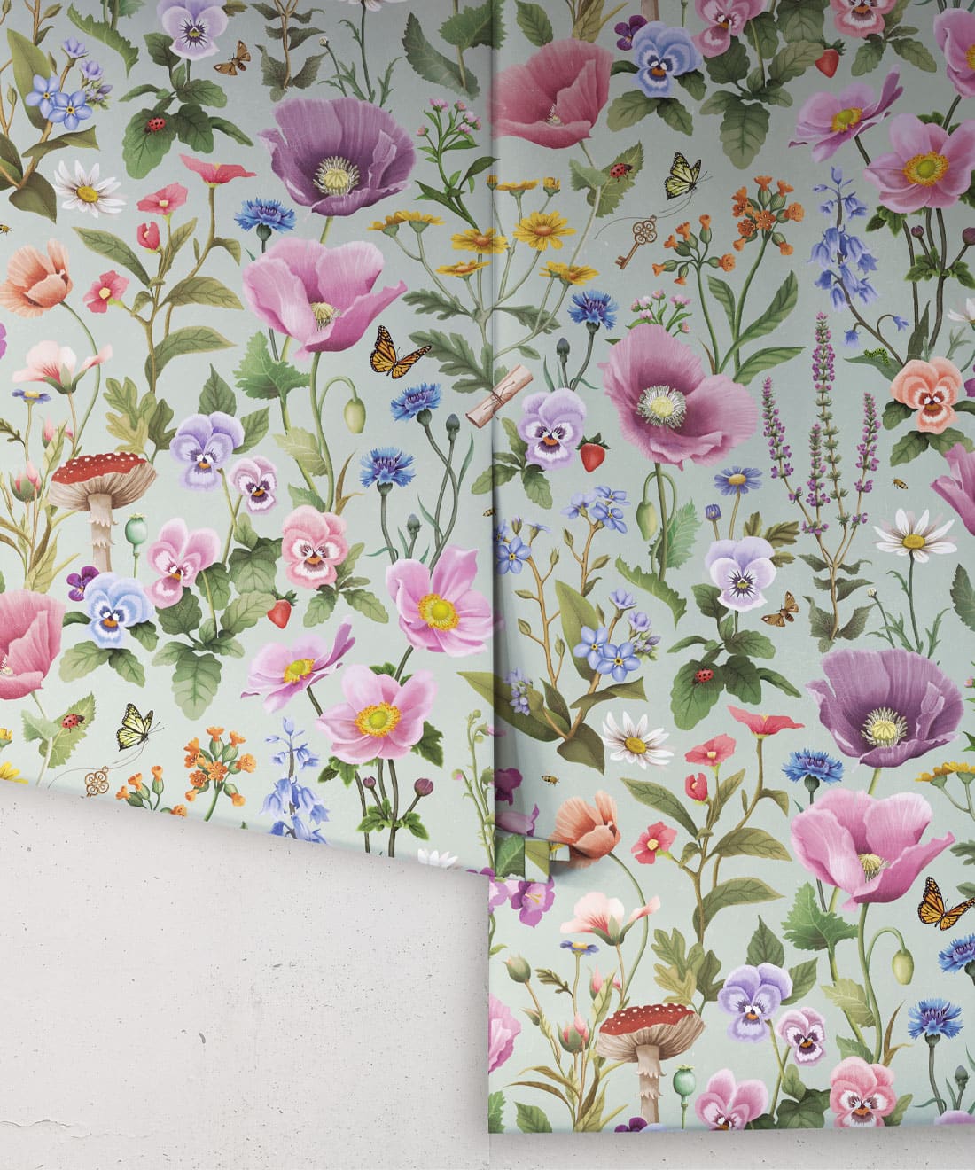 Garden of Dreams Wallpaper, Mint Grey
