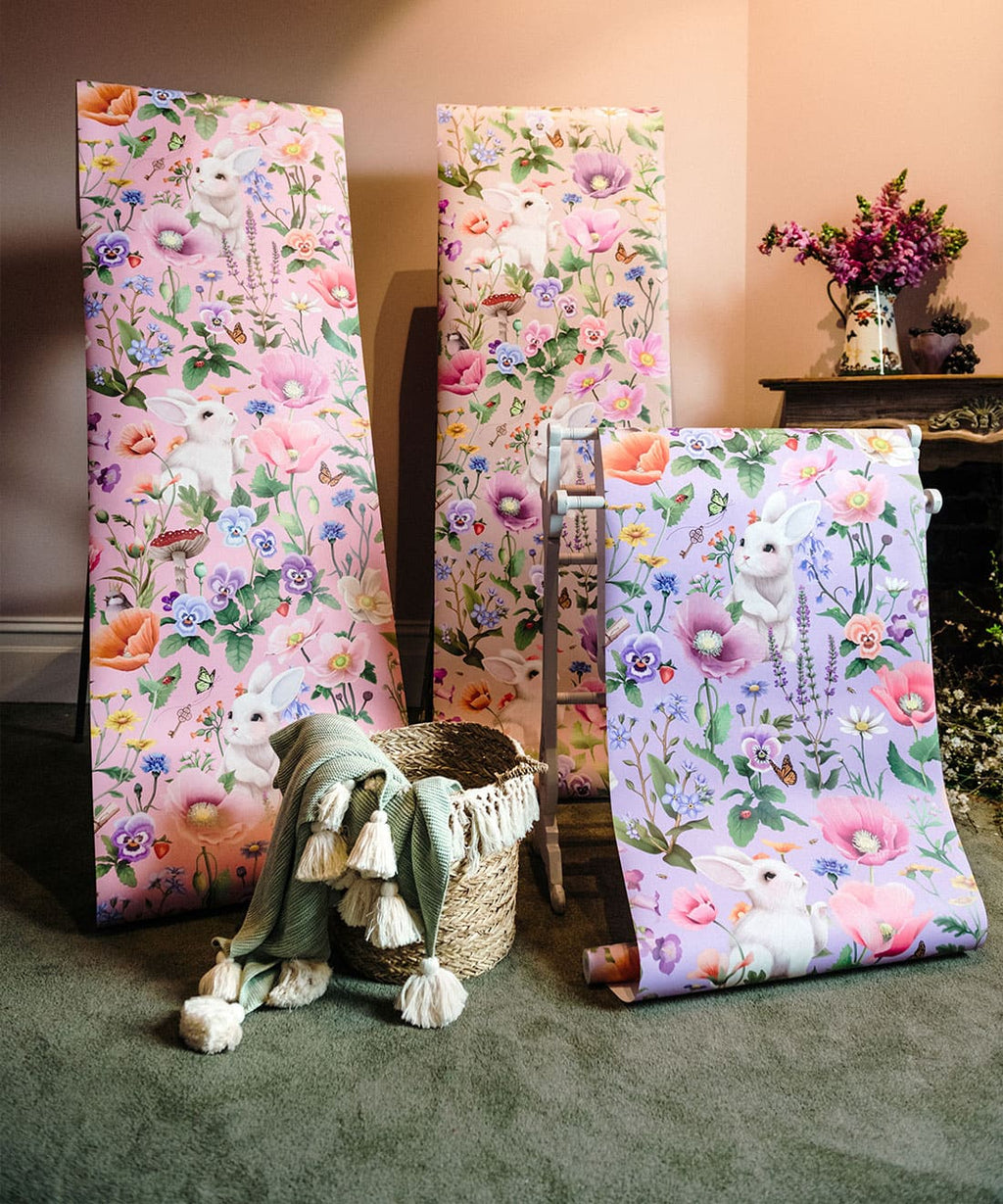 Garden of Bunnies Wallpaper, Autumn Taupe
