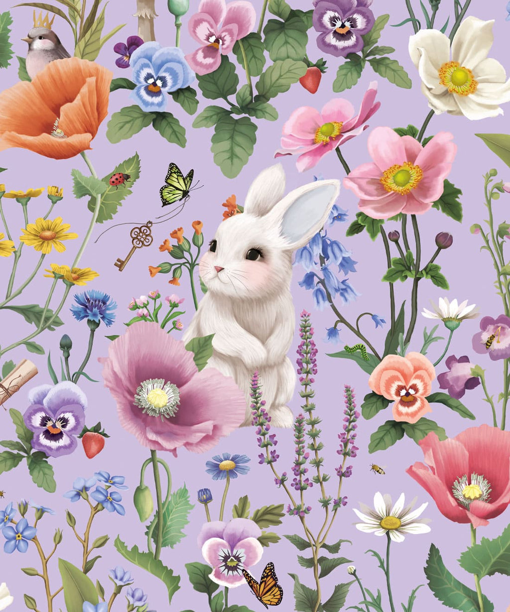 Garden of Bunnies Wallpaper, Lilac
