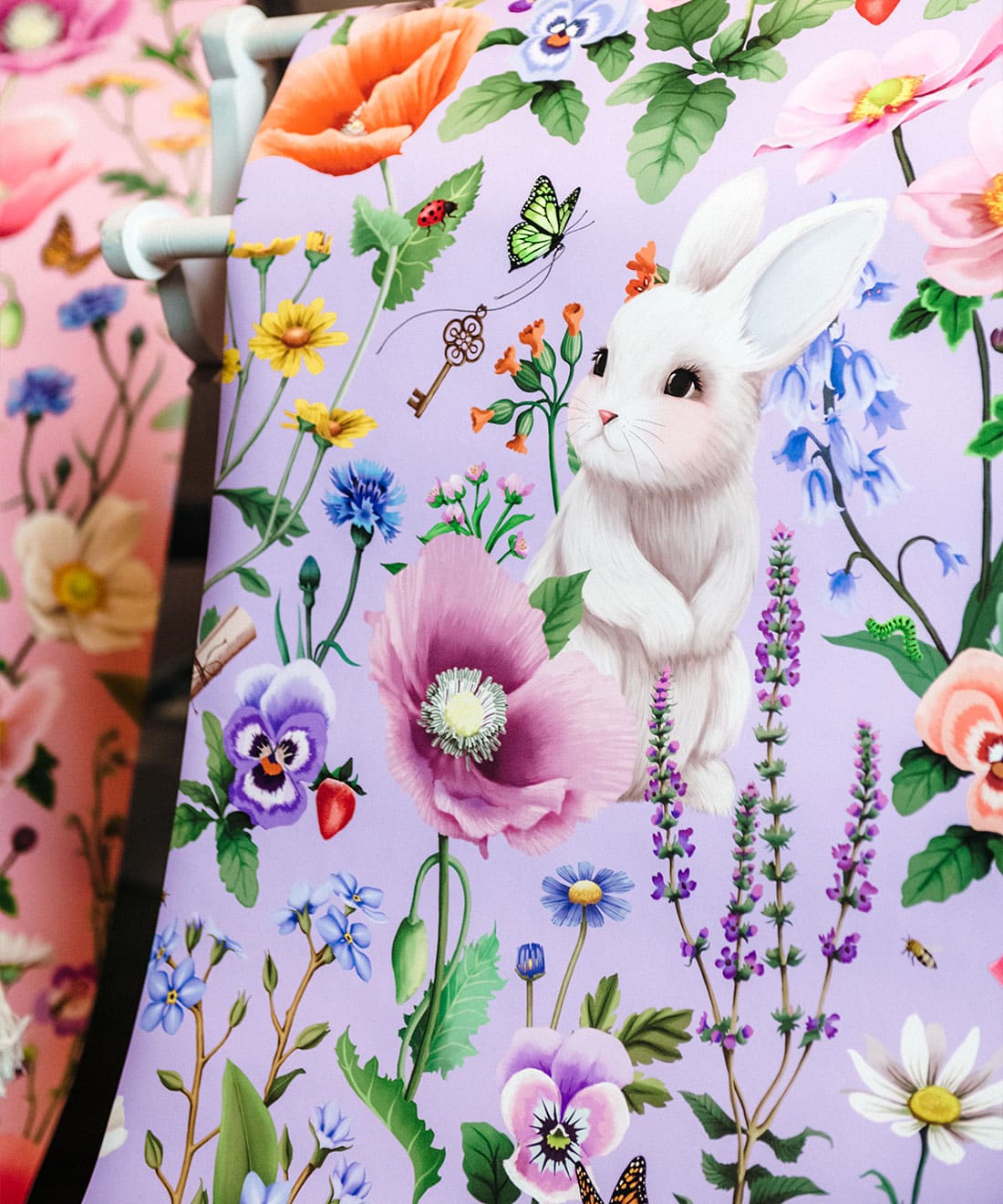 Garden of Bunnies Wallpaper, Lilac
