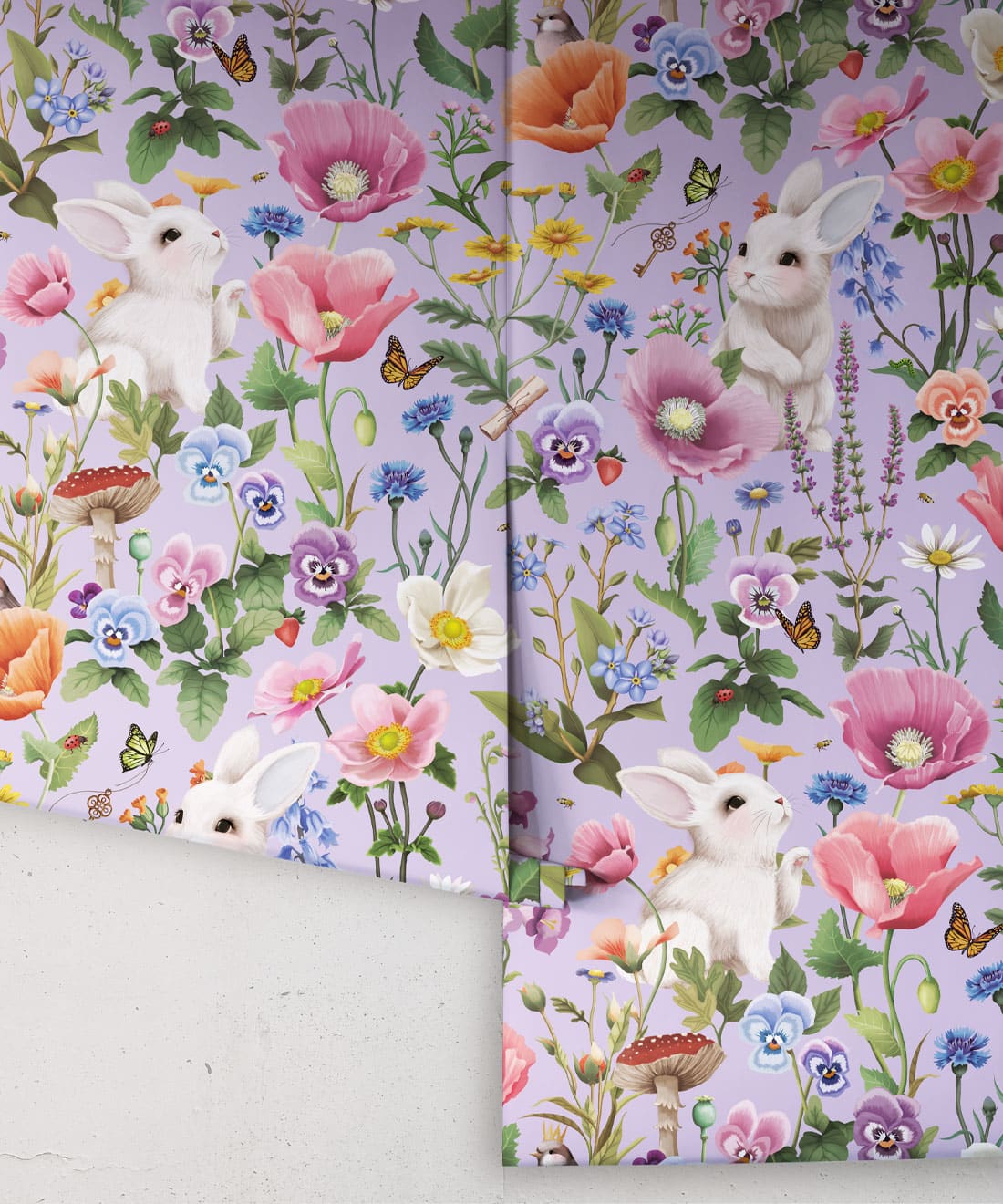 Garden of Bunnies Wallpaper, Lilac