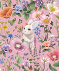 Garden of Bunnies Wallpaper, Pink Bloom