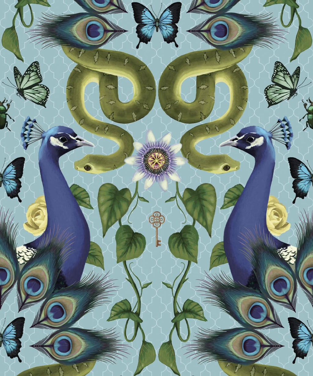 Garden of Elysium Wallpaper, Ethereal Blue