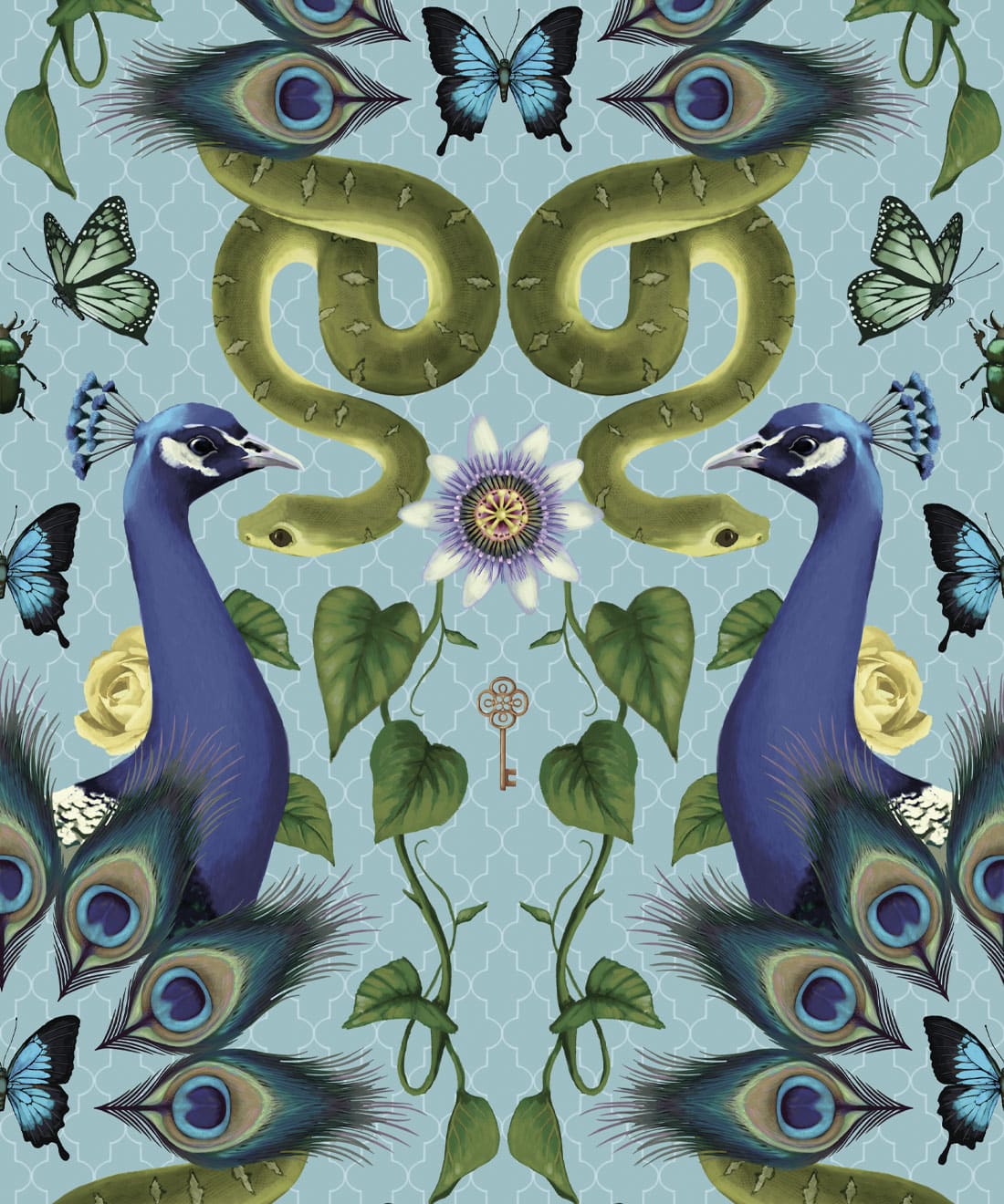 Garden of Elysium Wallpaper, Ethereal Blue