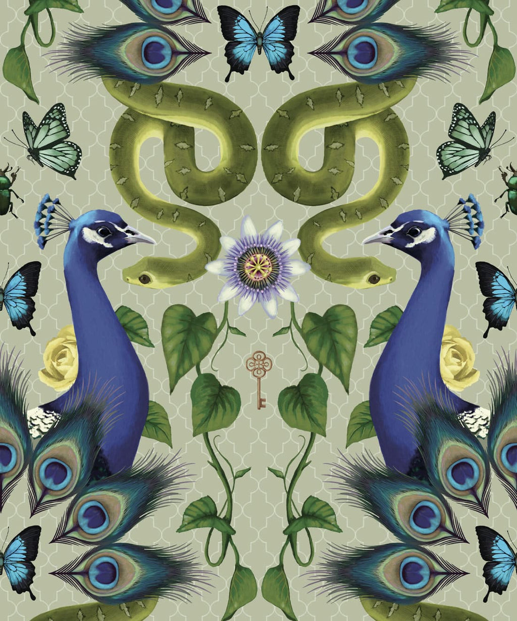 Garden of Elysium Wallpaper, Taupe Green