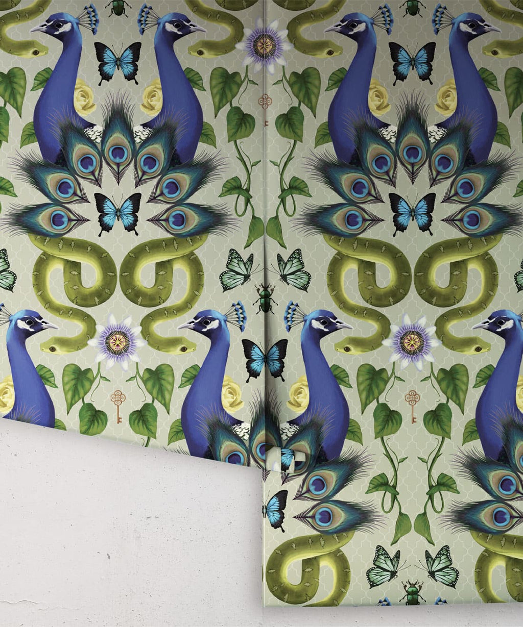 Garden of Elysium Wallpaper, Taupe Green