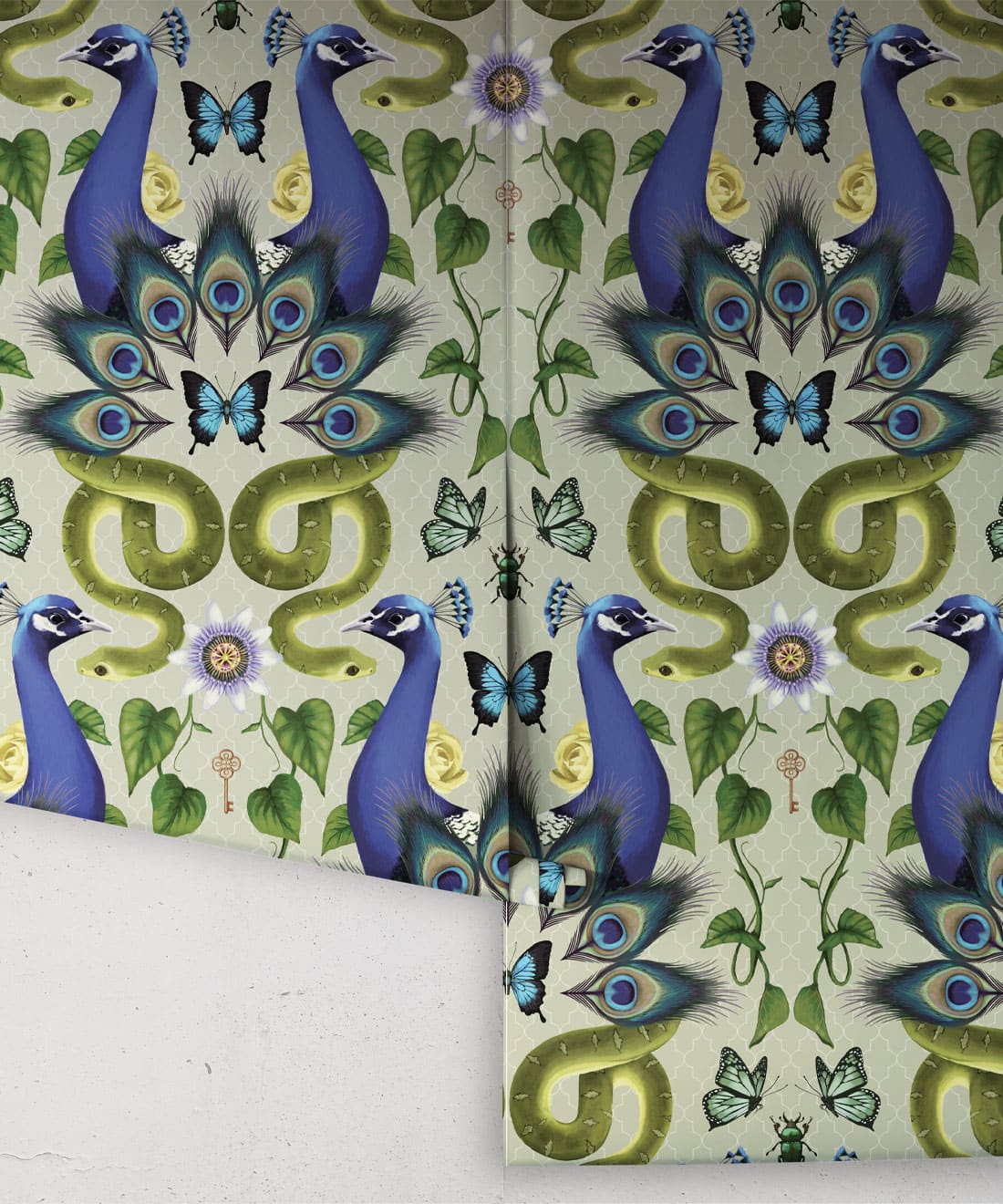 Garden of Elysium Wallpaper, Taupe Green