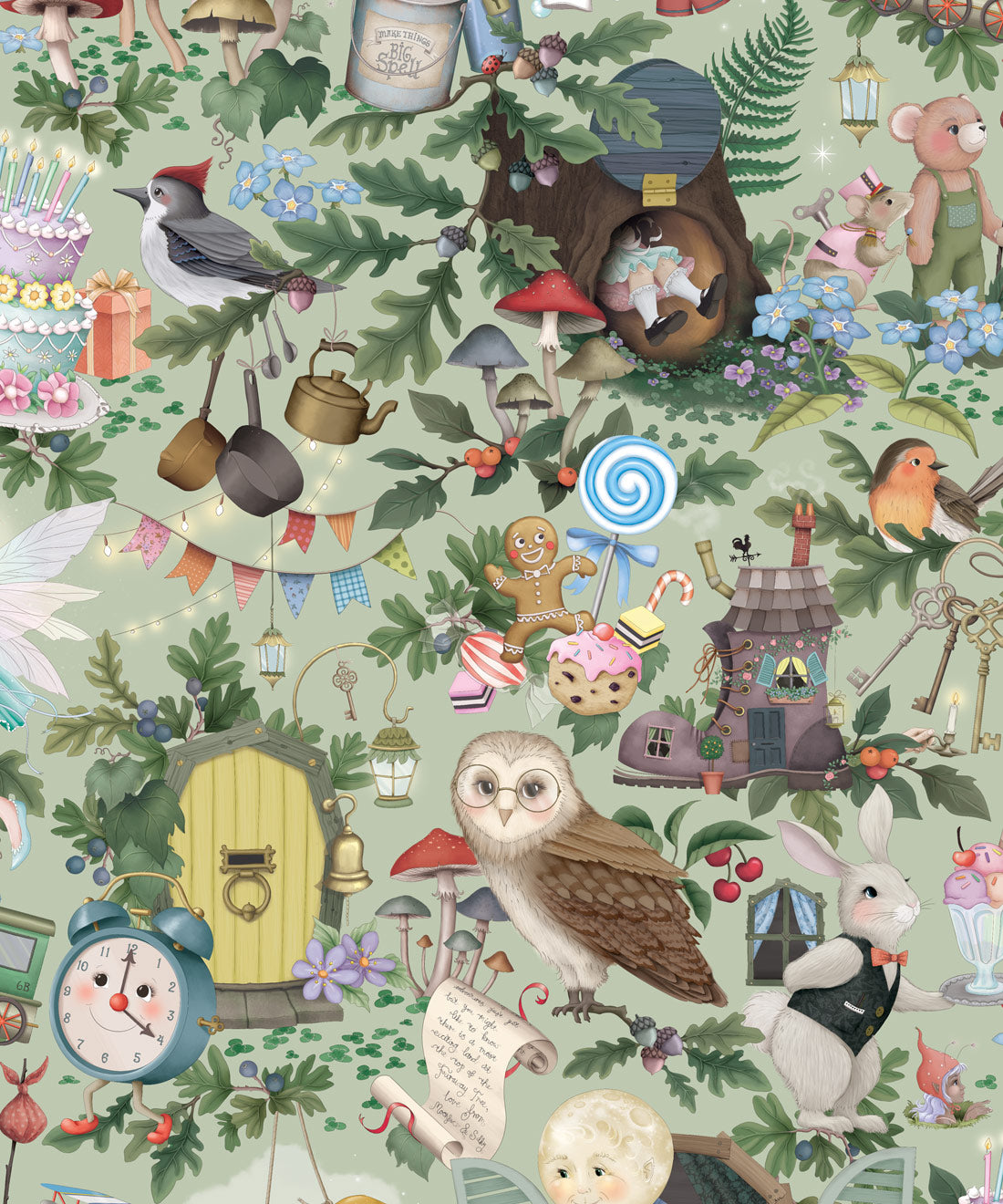 The Faraway Tree Wallpaper, Sage