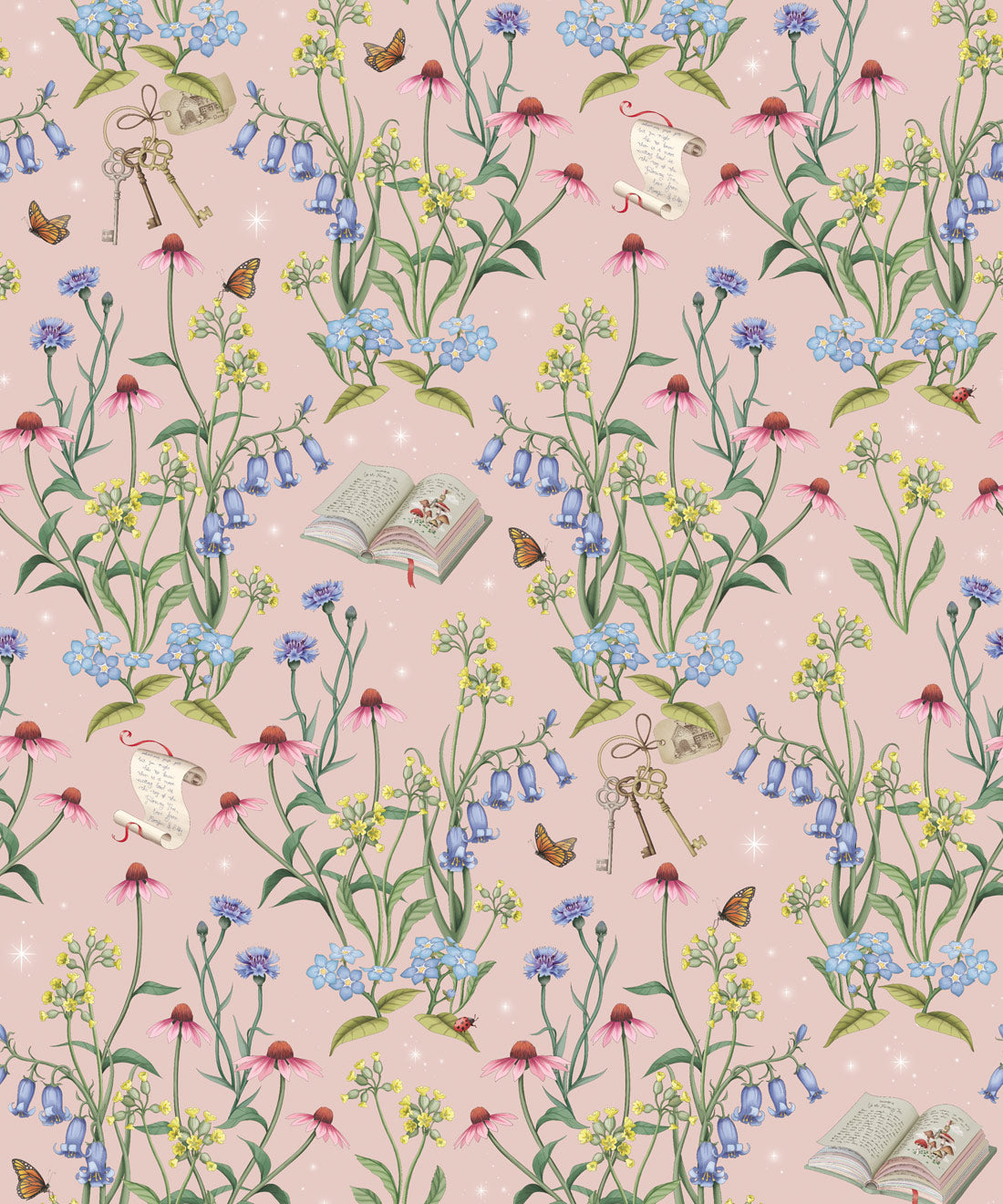 Storybook Meadow Wallpaper, Blush