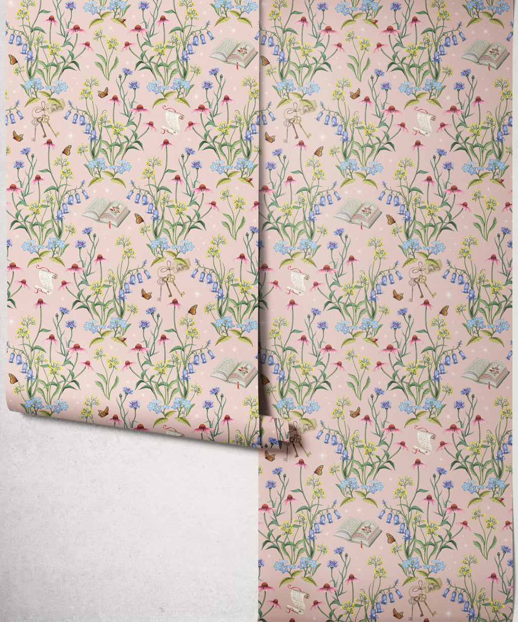 Storybook Meadow Wallpaper, Blush