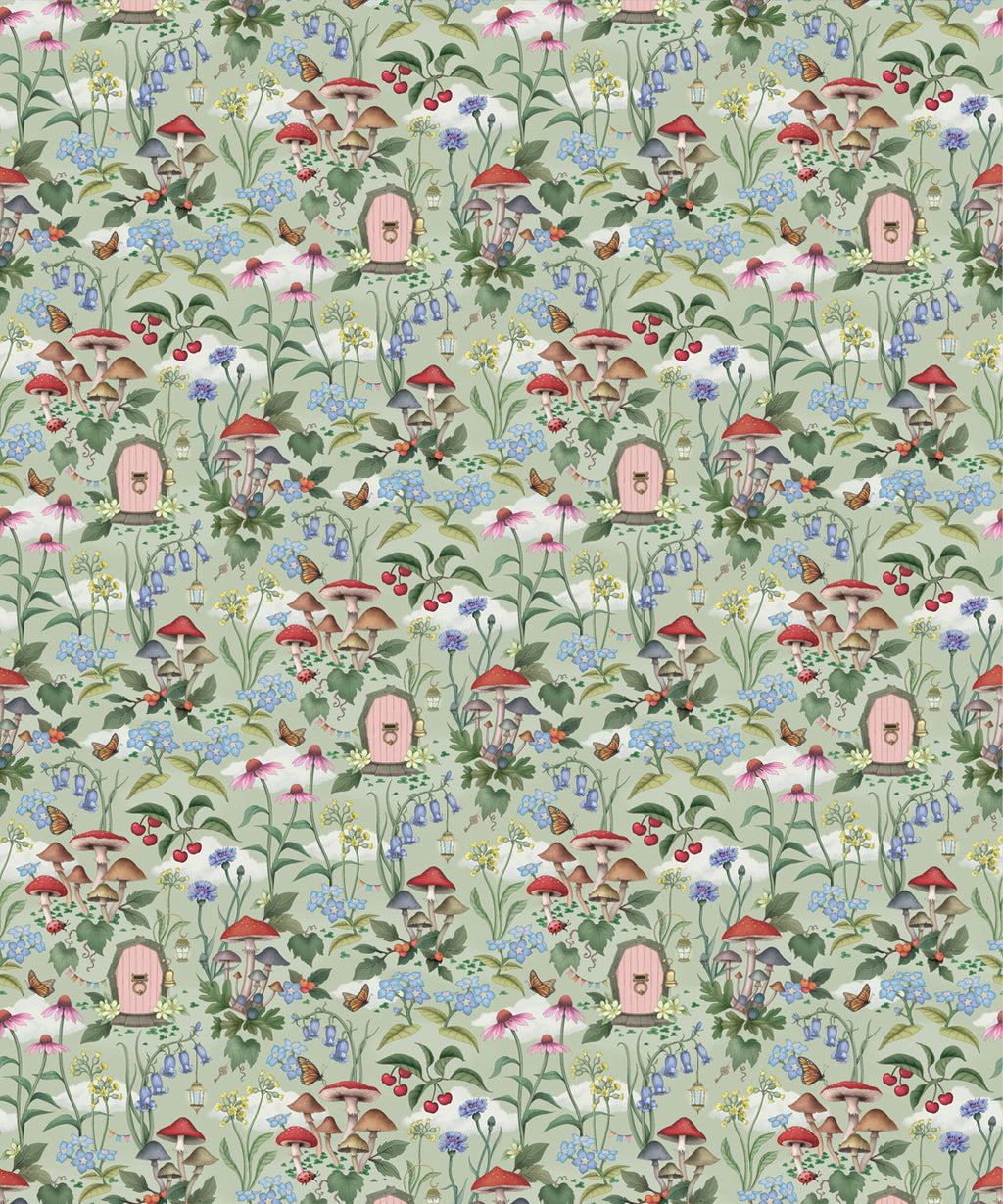 The Wishing Door Wallpaper, Sage