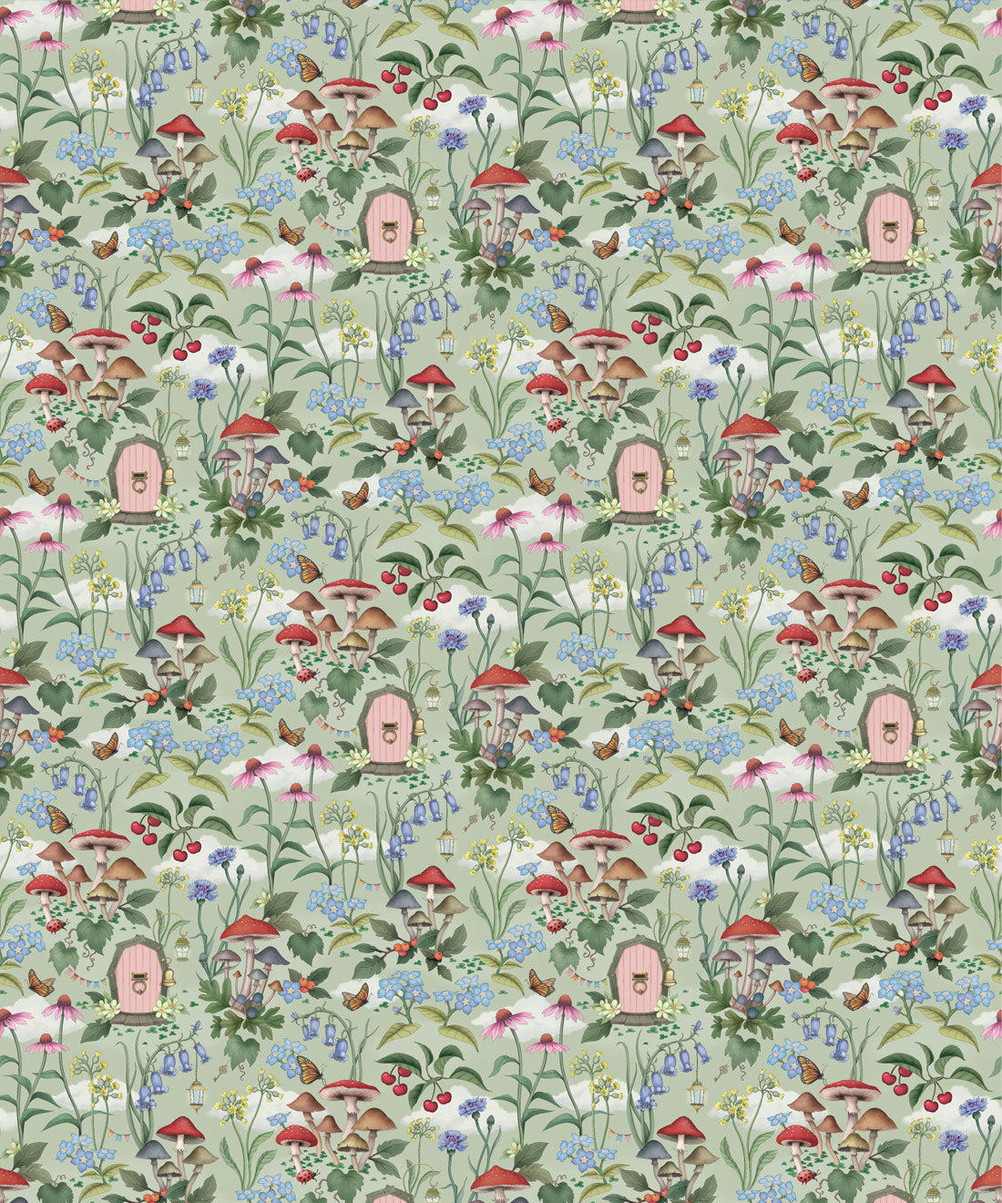 The Wishing Door Wallpaper, Sage