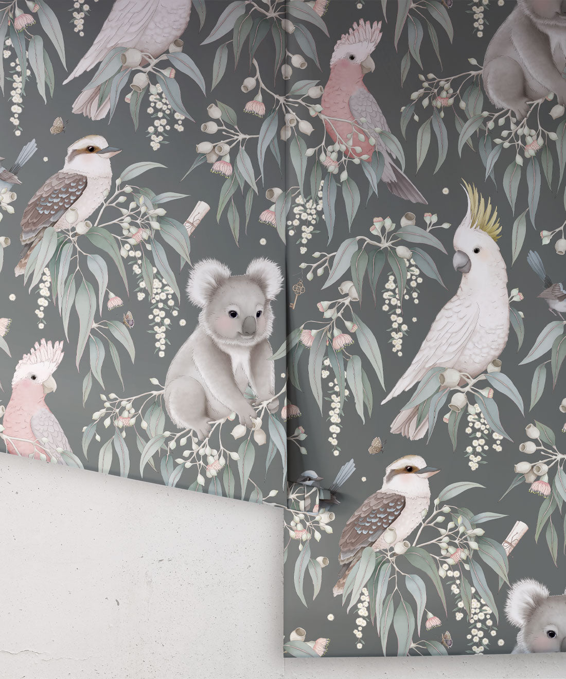 Bush Babies Wallpaper, Gum Gray