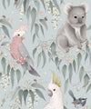 Bush Babies Wallpaper, Soft Blue