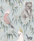 Bush Babies Wallpaper, Soft Blue