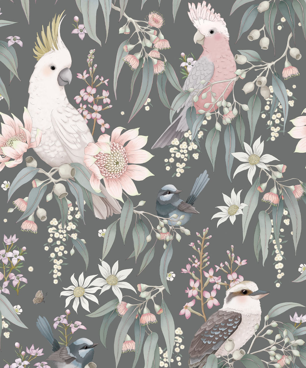 Bush Melody Wallpaper, Gum Gray