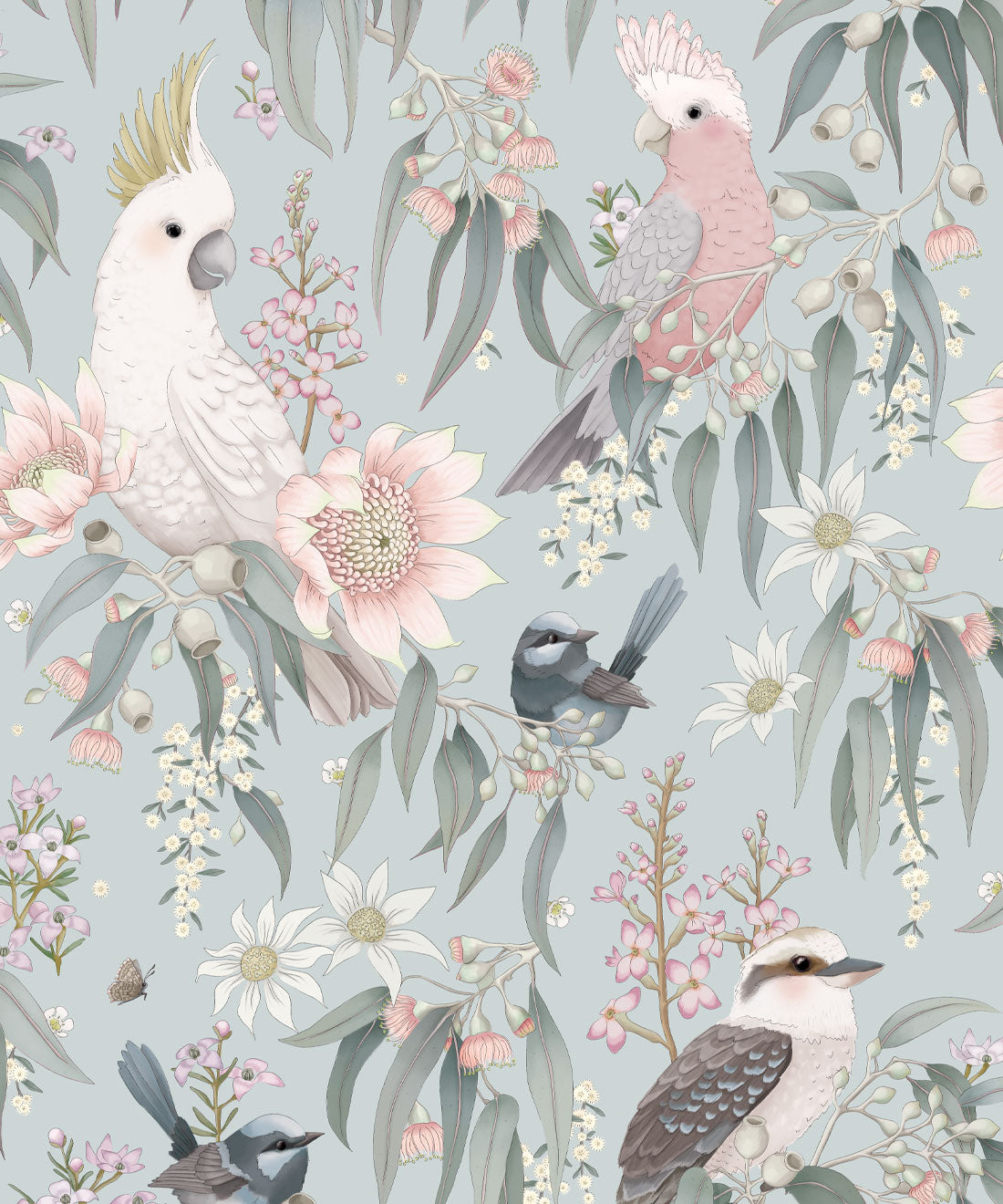 Bush Melody Wallpaper, Soft Blue