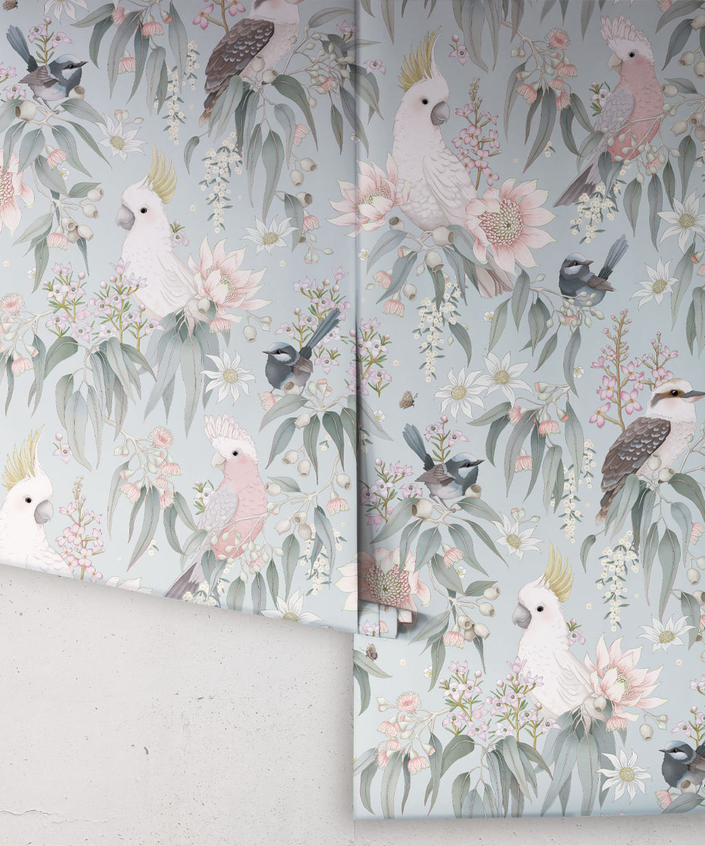 Bush Melody Wallpaper, Soft Blue