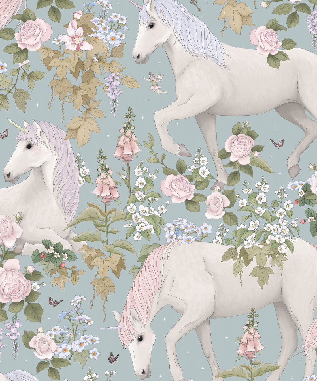 Unicorn Dreams Wallpaper, Provincial Blue