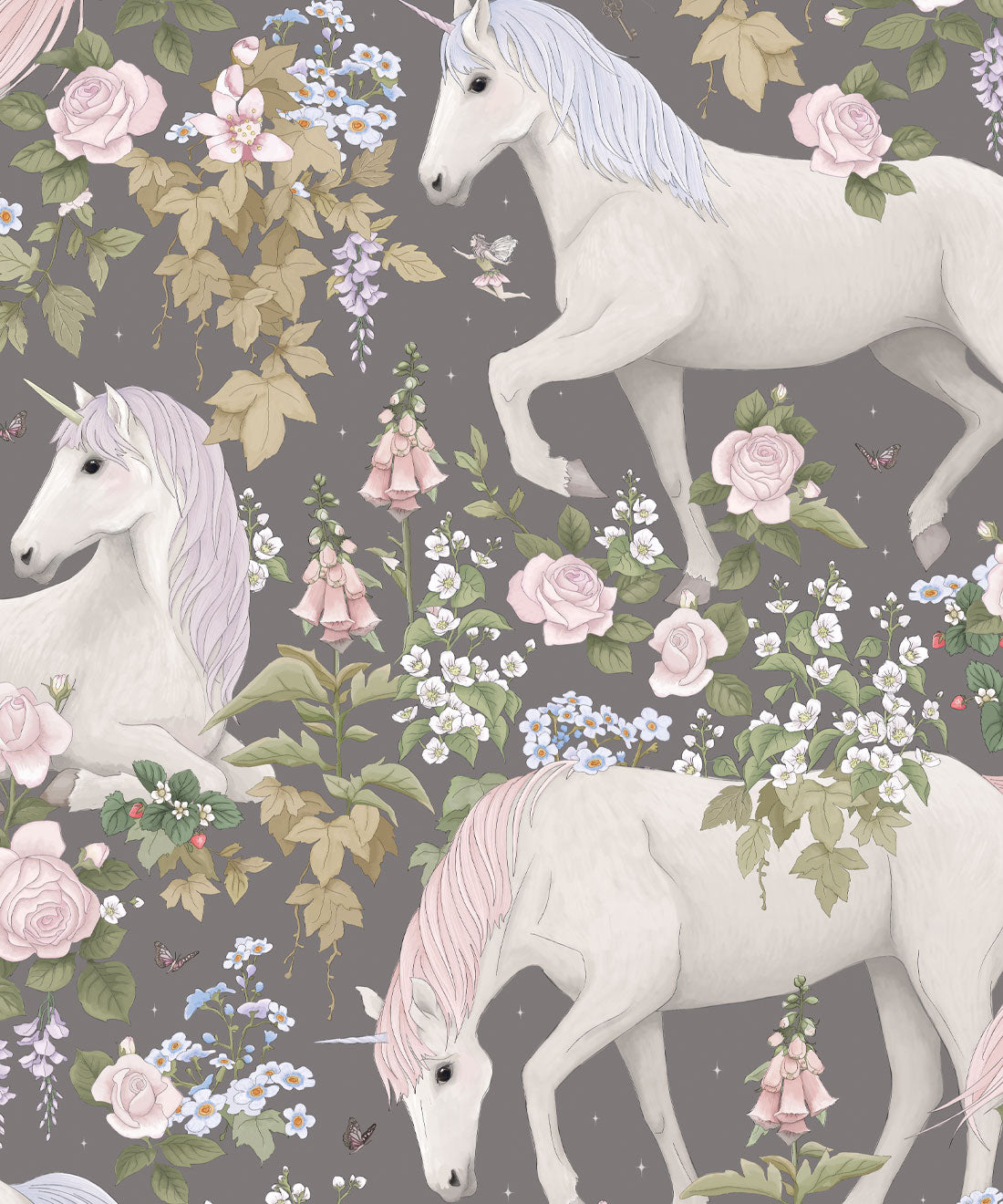 Unicorn Dreams Wallpaper, Starlight Gray