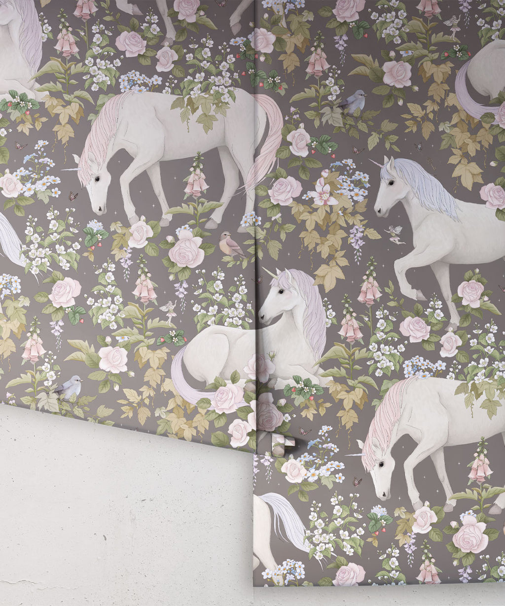 Unicorn Dreams Wallpaper, Starlight Gray