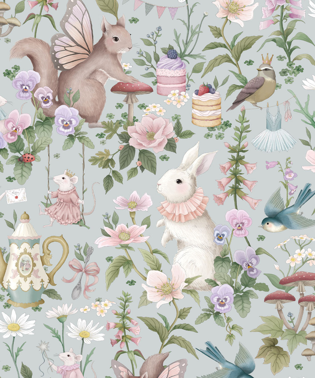 Garden Party Wallpaper, Sweet Blue
