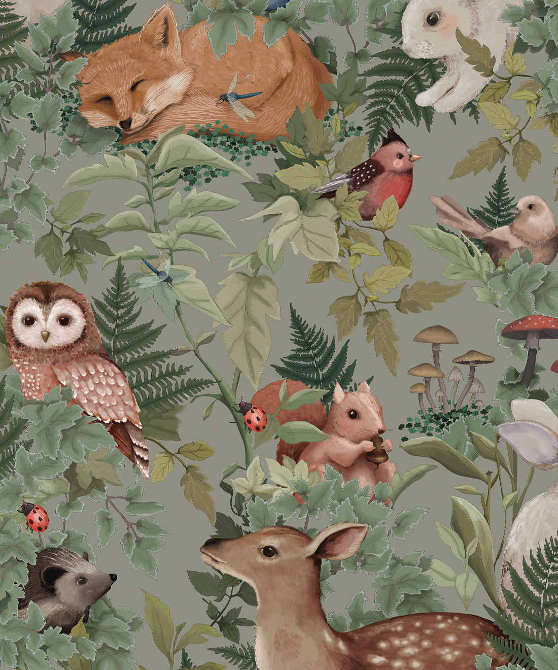 In The Woods Wallpaper, Dusty Green