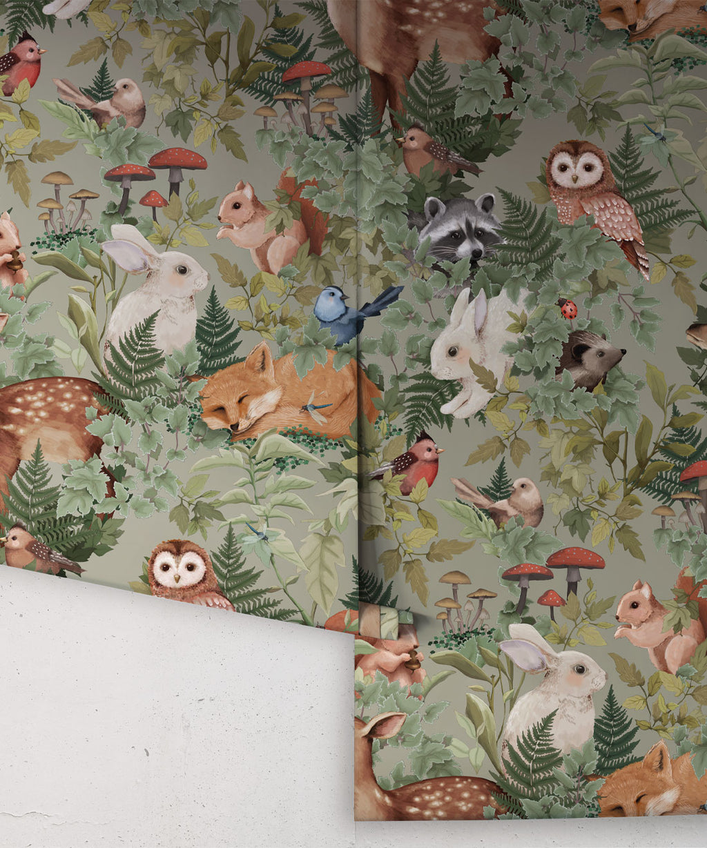 In The Woods Wallpaper, Dusty Green