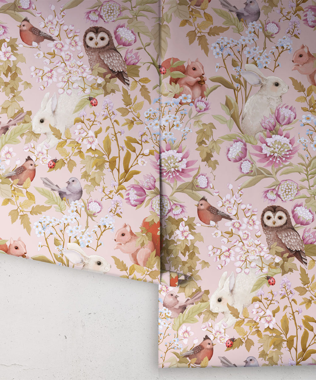 Woodlands Wallpaper, Darling Pink