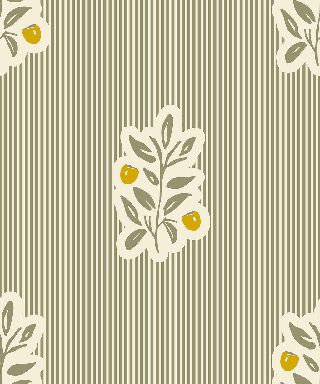 Piper, Nooooo Wallpaper, Olive & Yellow