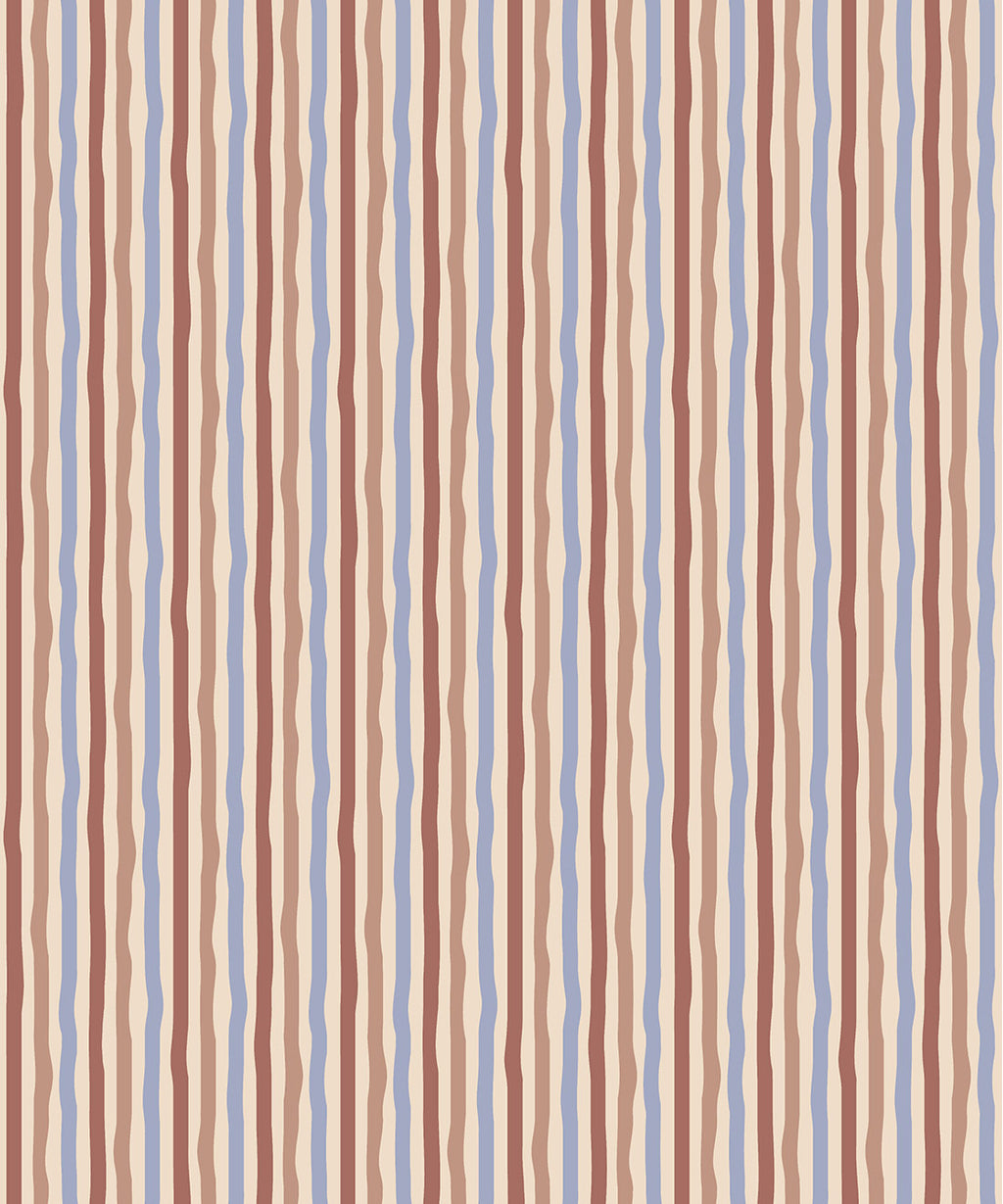 Can’t Keep It Straight Wallpaper, Brick & Periwinkle