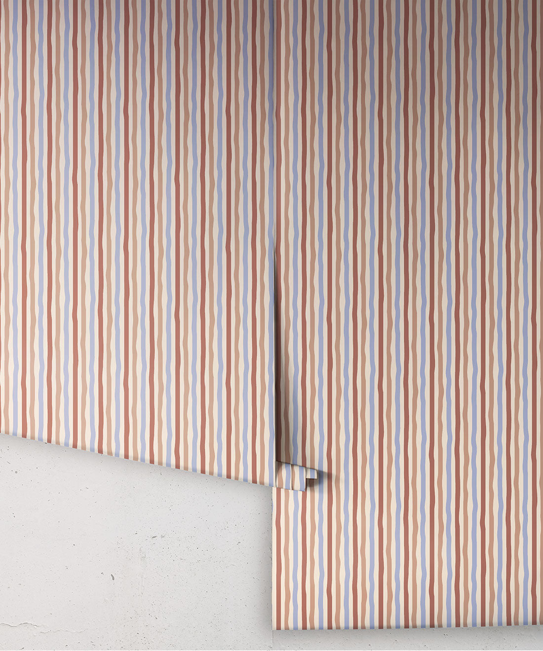 Can’t Keep It Straight Wallpaper, Brick & Periwinkle