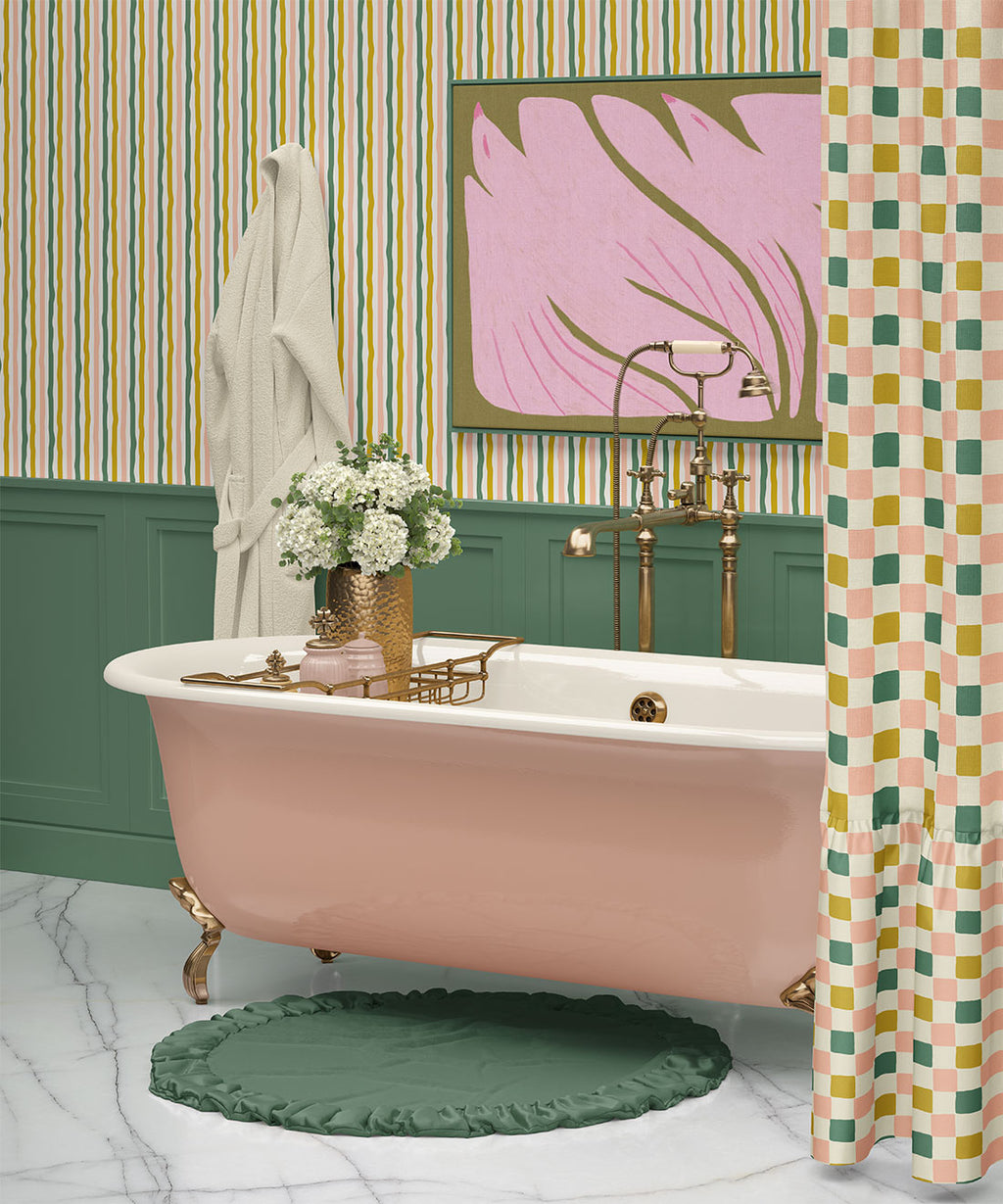 Can’t Keep It Straight Wallpaper, Chartreuse, Green & Pink
