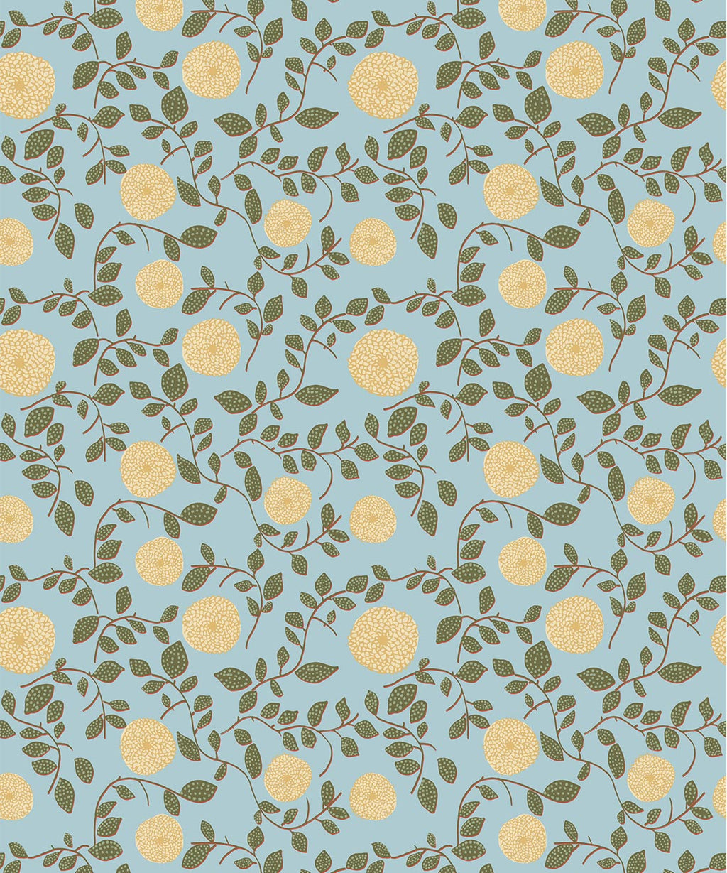 Mary Lennox Wallpaper, Blue & Yellow