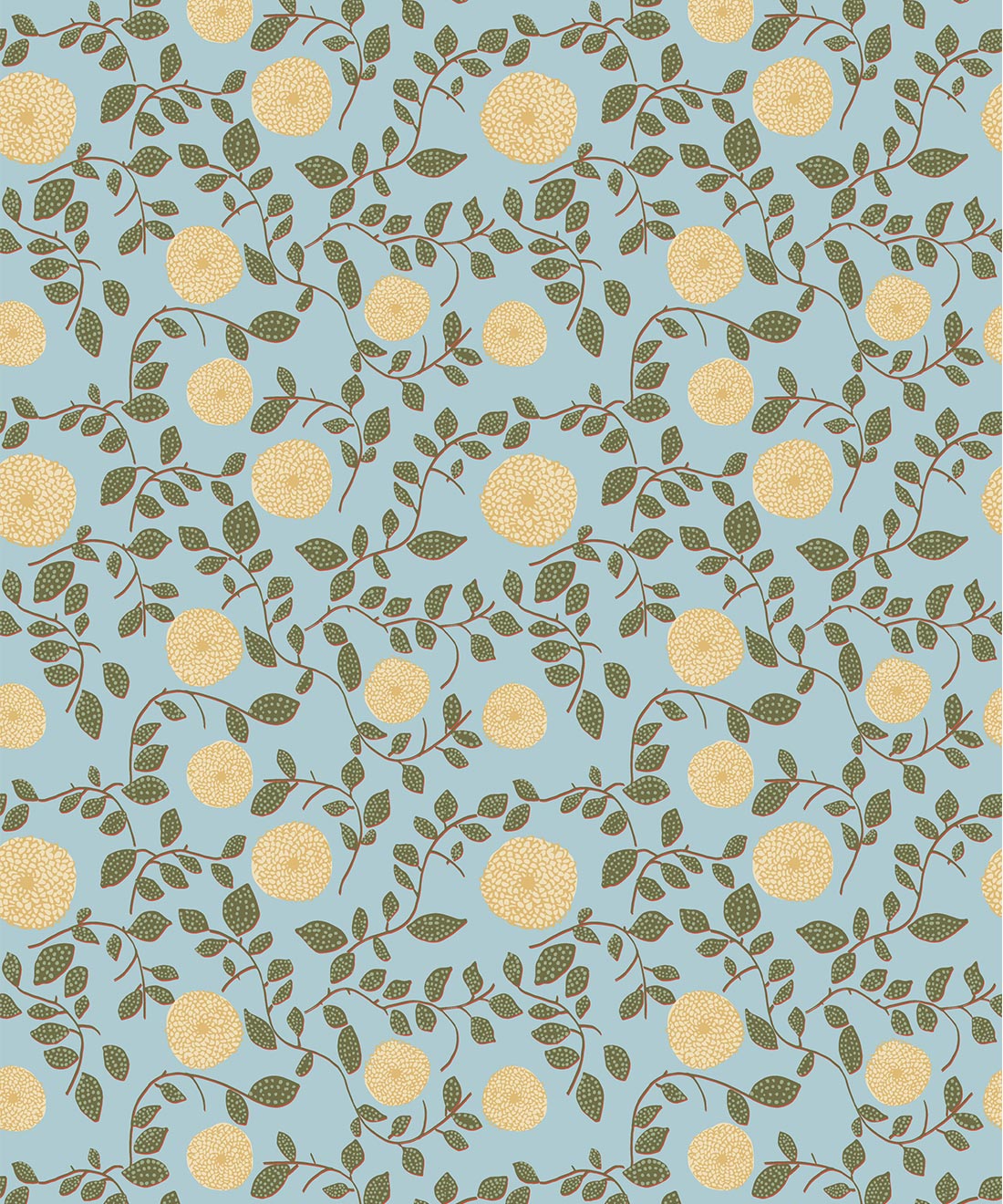 Mary Lennox Wallpaper, Blue & Yellow