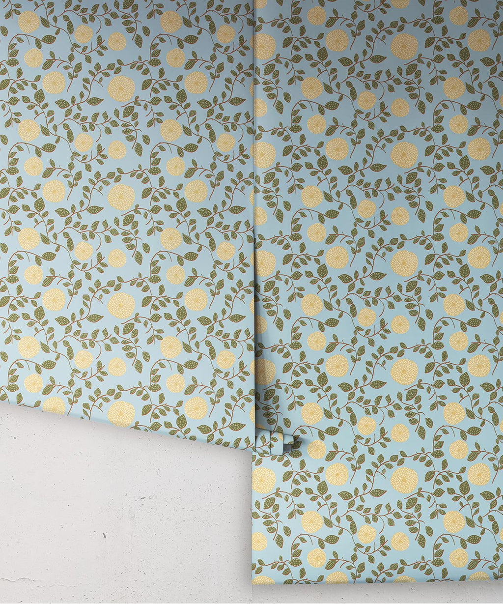 Mary Lennox Wallpaper, Blue & Yellow