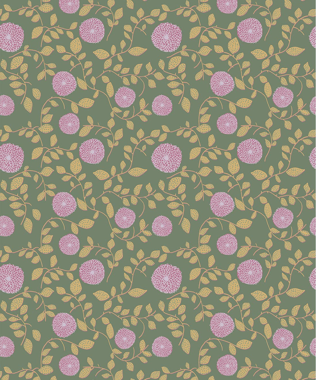 Mary Lennox Wallpaper, Lavender & Green