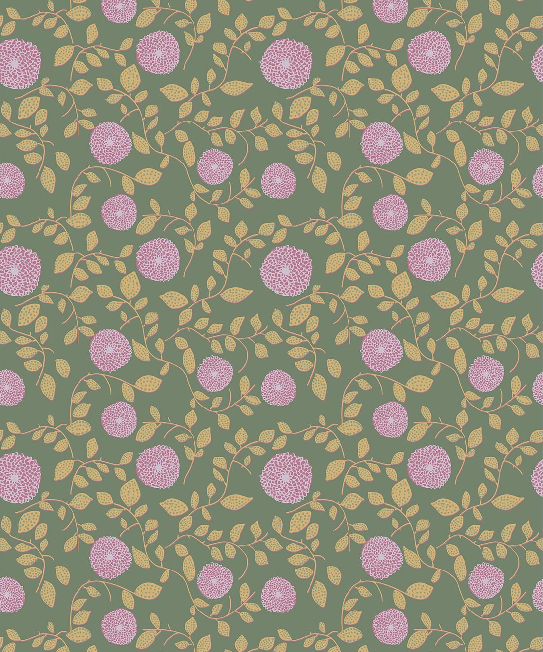 Mary Lennox Wallpaper, Lavender & Green