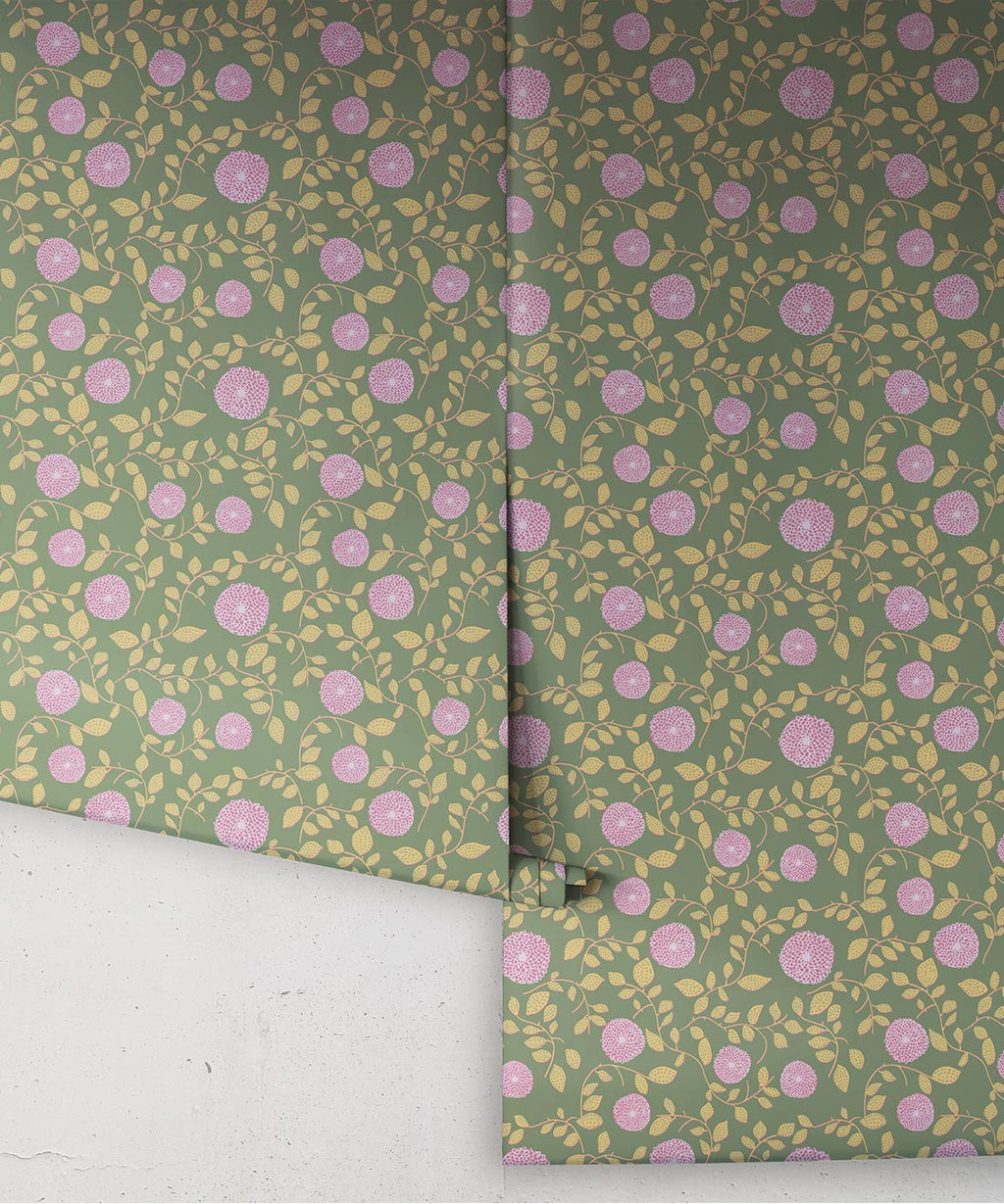 Mary Lennox Wallpaper, Lavender & Green