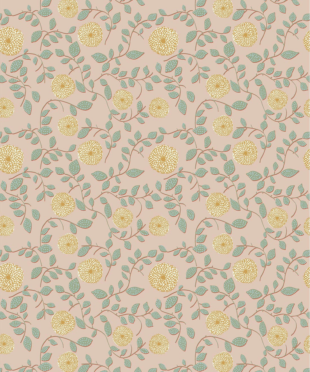 Mary Lennox Wallpaper, Peach & Mustard