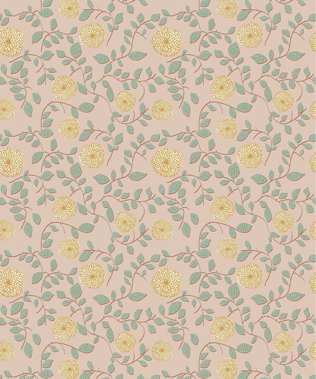 Mary Lennox Wallpaper, Peach & Mustard