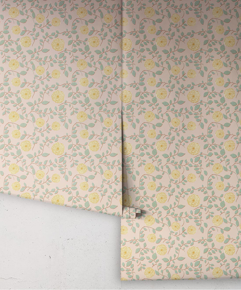 Mary Lennox Wallpaper, Peach & Mustard