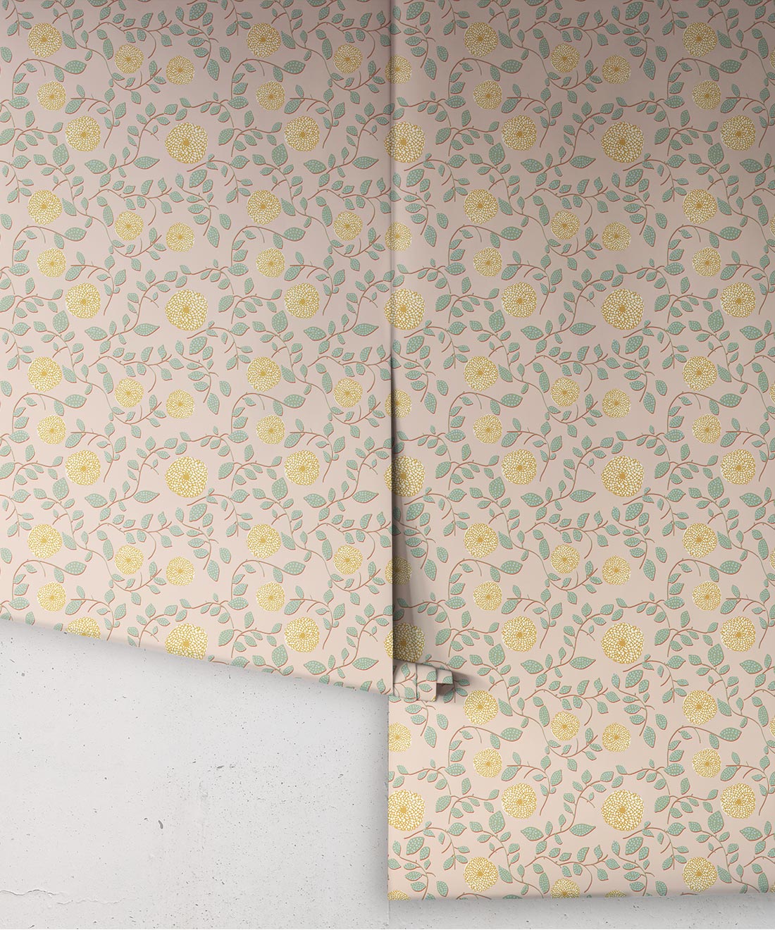Mary Lennox Wallpaper, Peach & Mustard
