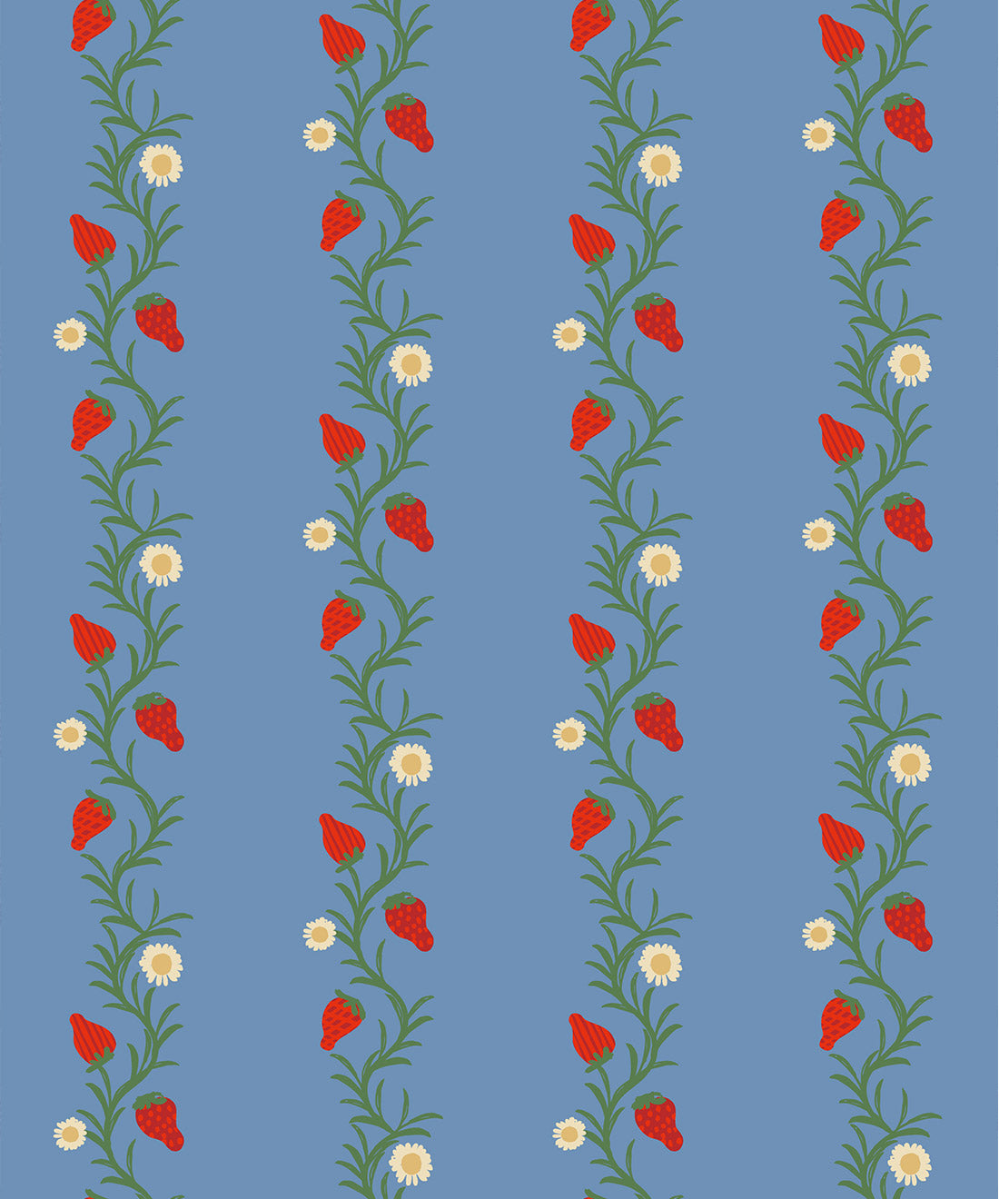 Strawberry Fields Wallpaper, Blue & Red