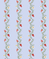 Strawberry Fields Wallpaper, Periwinkle & Red