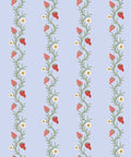 Strawberry Fields Wallpaper, Periwinkle & Red