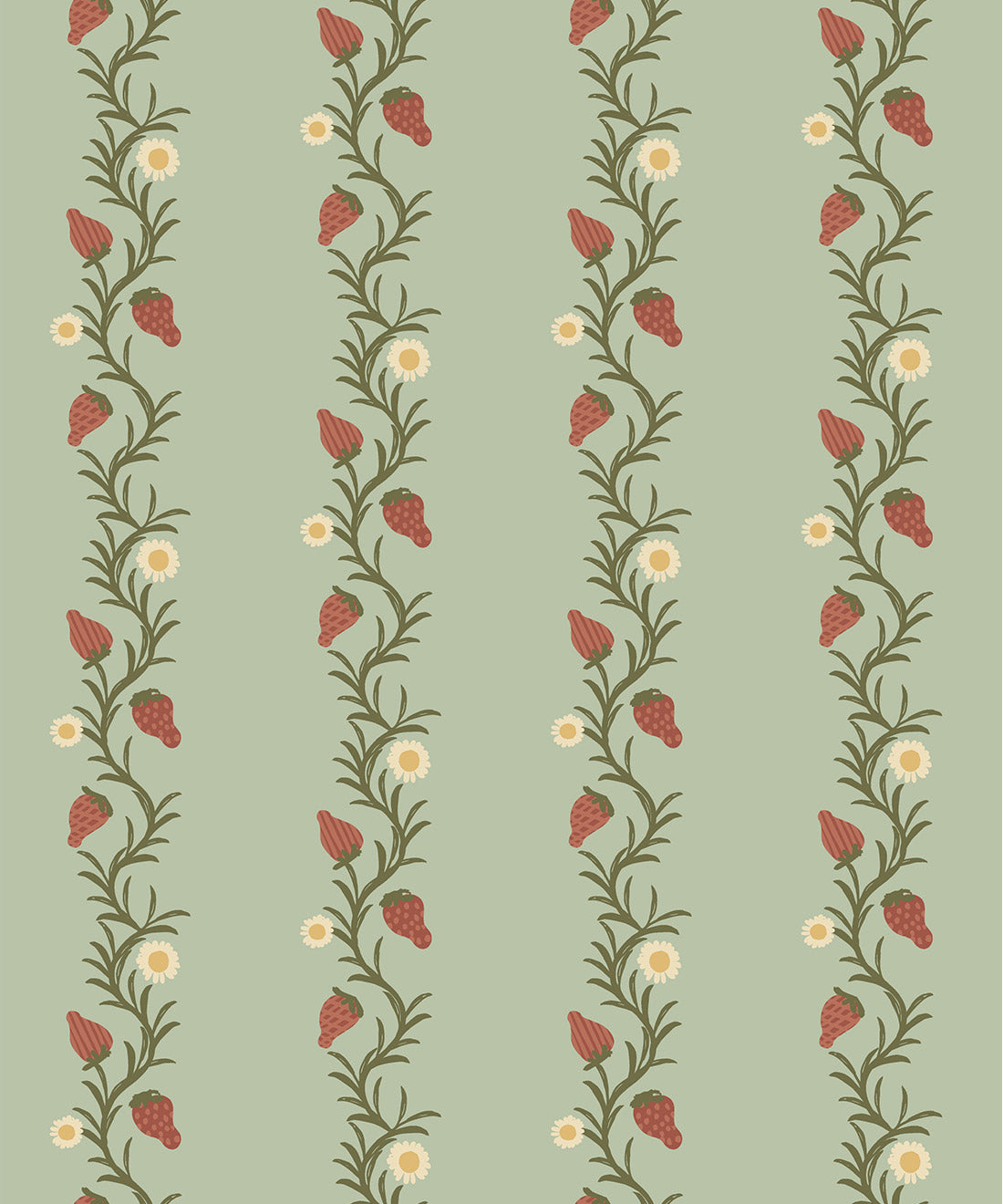 Strawberry Fields Wallpaper, Sage & Cinnamon